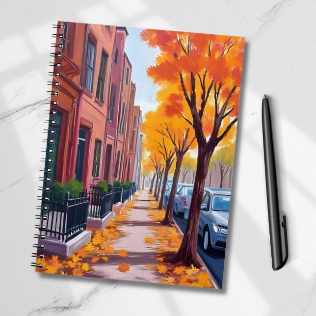 Boston Autumn Fall Foliage Watercolor Painted Notebook (Creator Uploaded)