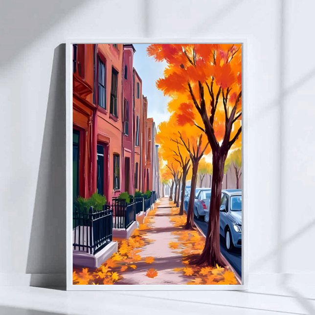 Boston Autumn Fall Foliage Watercolor Poster (Creator Uploaded)
