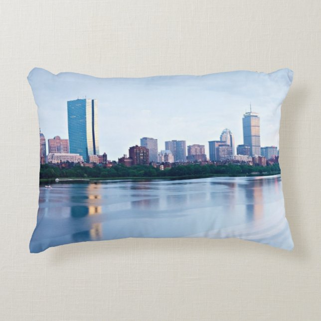 Boston Back bay across Charles River Decorative Cushion (Front)