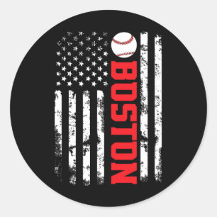Boston Baseball Usa Flag Classic Round Sticker