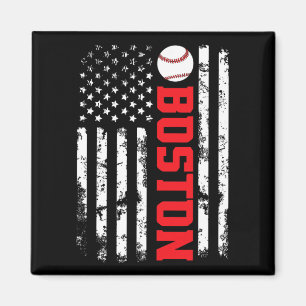 Boston Baseball Usa Flag Magnet
