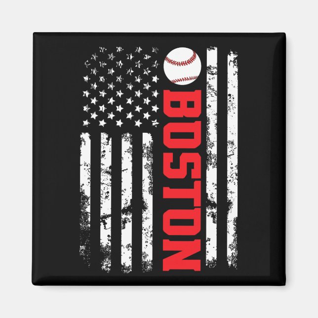 Boston Baseball Usa Flag  Magnet (Front)