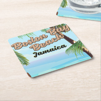 Boston bay beach, Jamaica Square Paper Coaster
