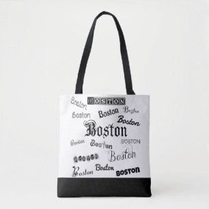 Boston Black Fonts Tote Bag