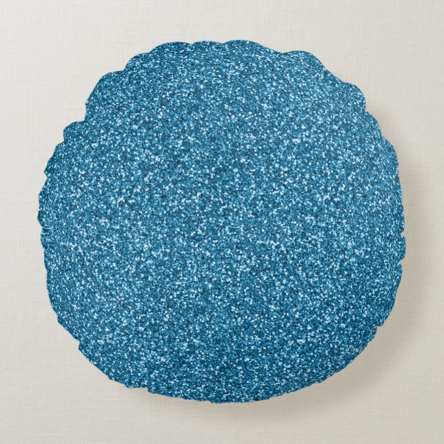Boston Blue Glitter Round Cushion (Front)