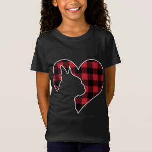 Boston Bostie Terrier Dog Christmas Buffalo Plaid T-Shirt