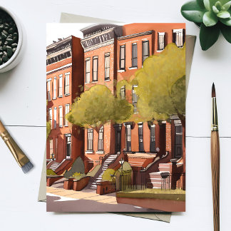Boston Brownstones | Beacon Street Watercolor Postcard