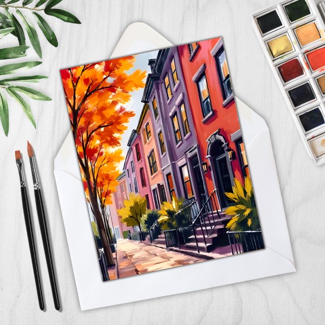 Boston Brownstones Watercolor Massachusetts Card (Creator Uploaded)