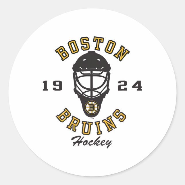 Boston Bruins Hockey Mask Gray Officially Licensed Classic Round Sticker (Front)