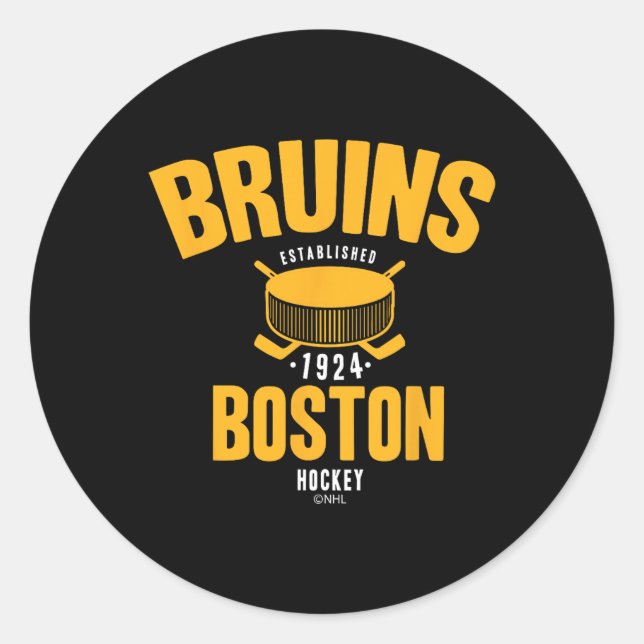 Boston Bruins Hockey Puck Black Officially License Classic Round Sticker (Front)