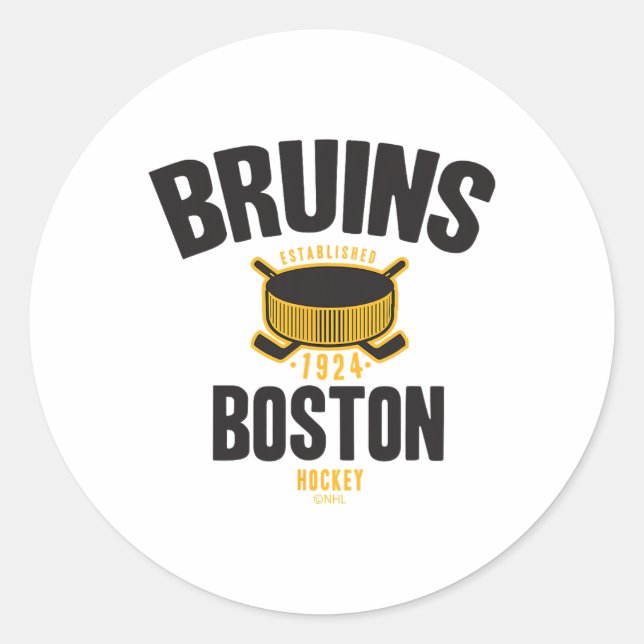 Boston Bruins Hockey Puck White Officially License Classic Round Sticker (Front)