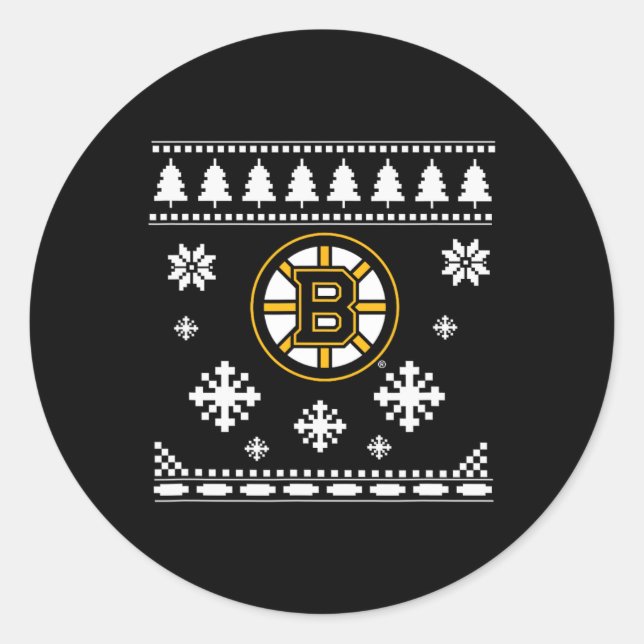 Boston Bruins Ugly Christmas Sweater Holidaze  Classic Round Sticker (Front)