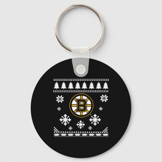 Boston Bruins Ugly Christmas Sweater Holidaze  Key Ring (Front)