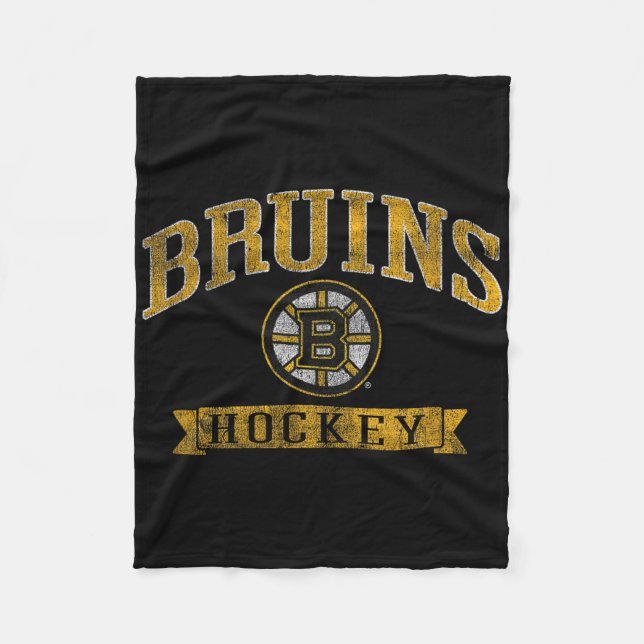 Boston Bruins Vintage Hockey Dark Heather  Fleece Blanket (Front)