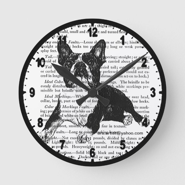 BOSTON BULL TERRIER WALL CLOCK ARA ARTIST (Front)