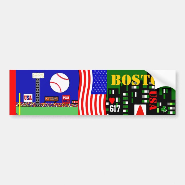 Boston Bumper Sticker for Boston Sports Fan Gift (Front)