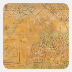 Boston, Charlestown, Cambridge, Massachusetts Square Sticker