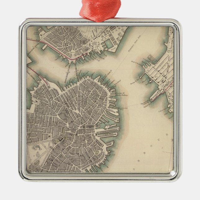 Boston, Charlestown, Roxbury Metal Tree Decoration (Front)