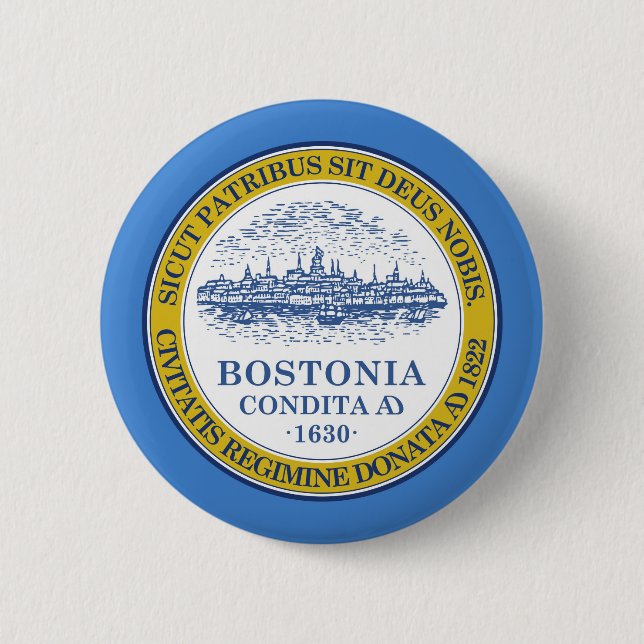 Boston city flag 6 cm round badge (Front)