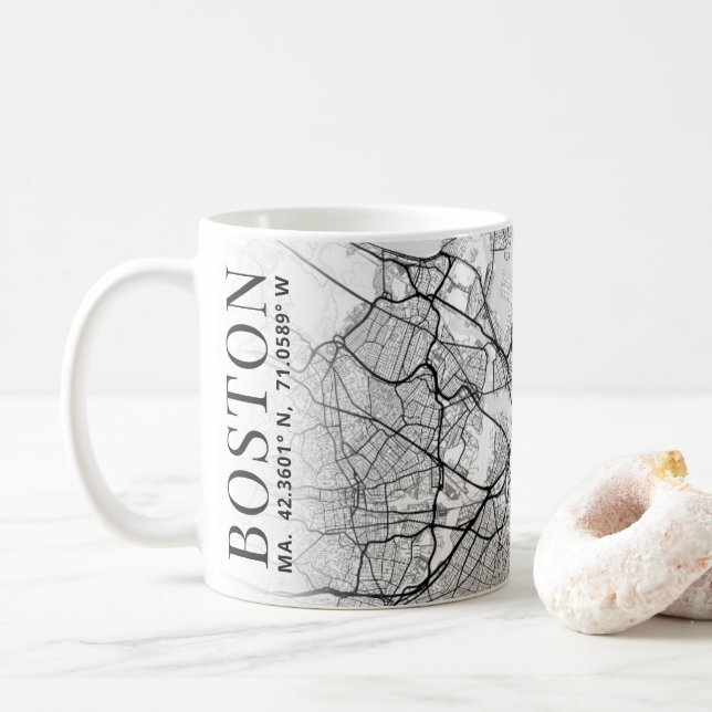 Boston City Map | Coffee Mug (With Donut)