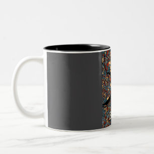 Boston City Map - Colourful Earthtone Abstract Art Two-Tone Coffee Mug