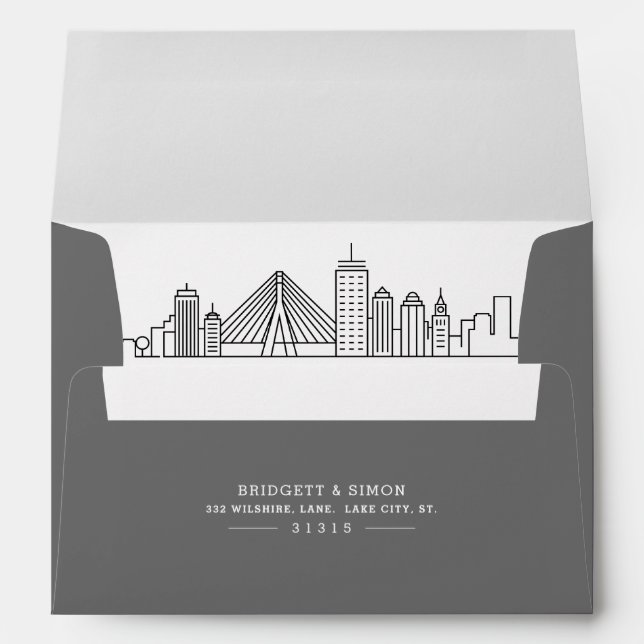 Boston City Modern Deco | Skyline Reveal Envelope (Back (Bottom))