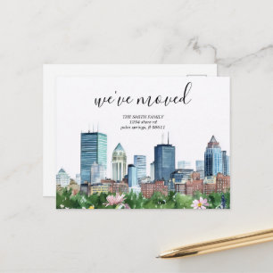 Boston City New Address Moving Announcement Postcard