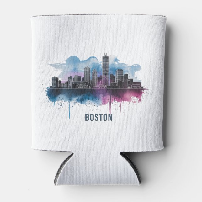 Boston City Skyline, Boston Ma Skyline Can Cooler (Front)