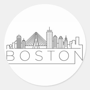 Boston City Skyline, boston ma skyline Classic Round Sticker
