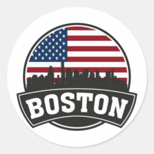 Boston City Skyline, boston ma skyline Classic Round Sticker