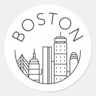Boston City Skyline, boston ma skyline Classic Round Sticker