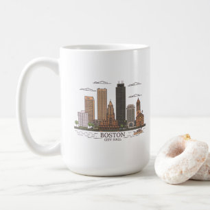 Boston City Skyline, boston ma skyline Coffee Mug