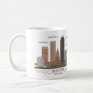 Boston City Skyline, boston ma skyline Coffee Mug
