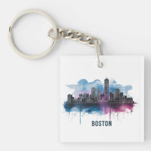 Boston City Skyline, Boston Ma Skyline Key Ring