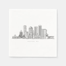 Boston City Skyline, boston ma skyline Napkin