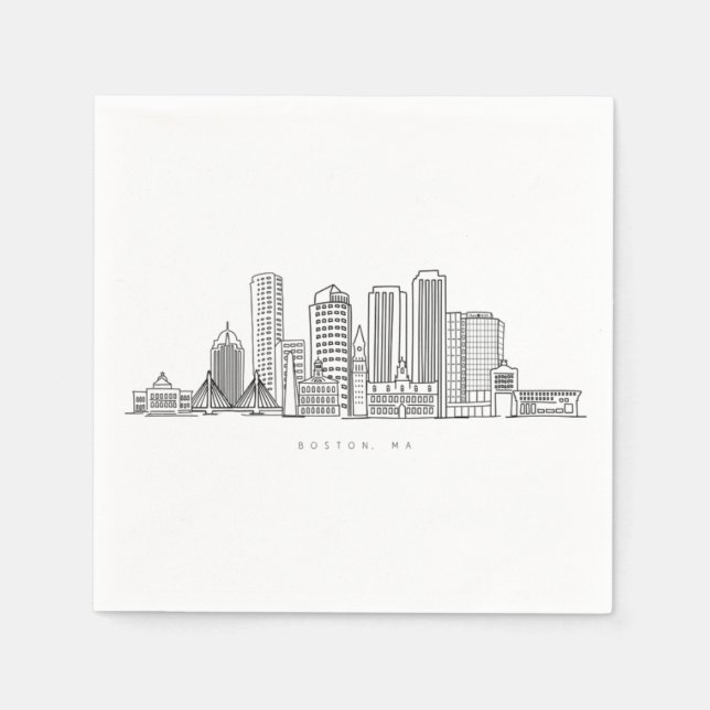 Boston City Skyline, boston ma skyline Napkin (Front)