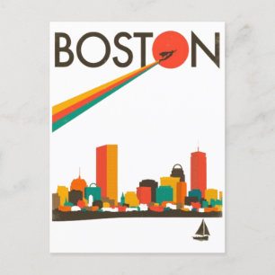 Boston City Skyline, boston ma skyline Postcard