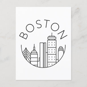 Boston City Skyline, boston ma skyline Postcard