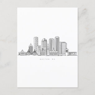 Boston City Skyline, boston ma skyline Postcard