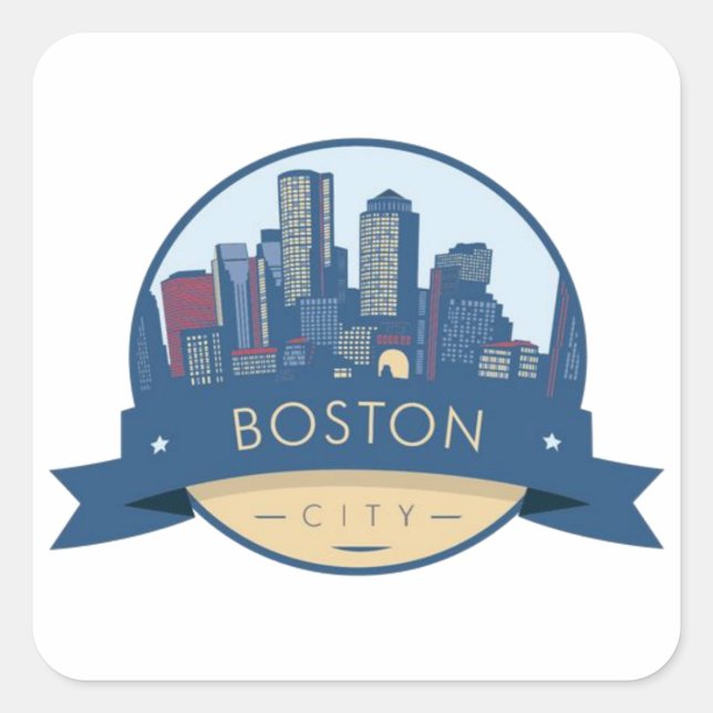 Boston City Skyline, boston ma skyline Square Sticker (Front)