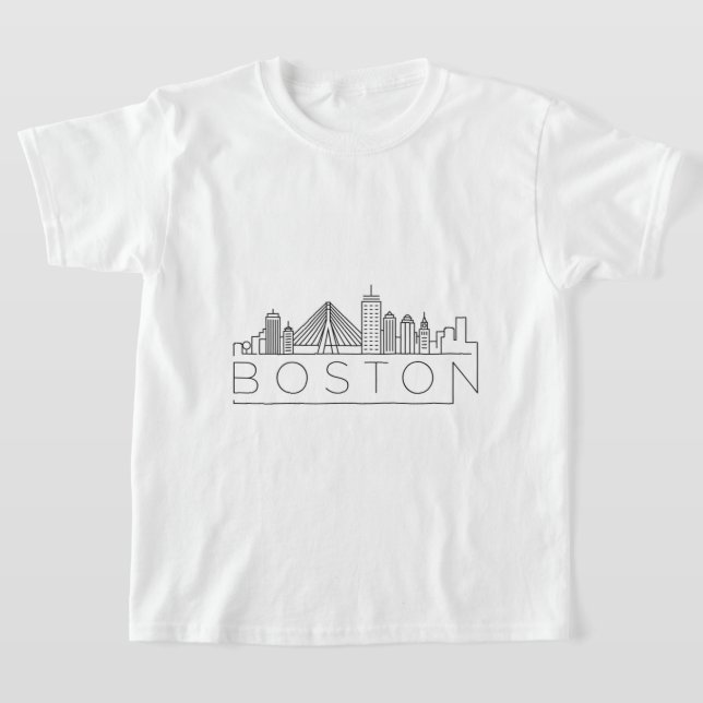 Boston City Skyline, boston ma skyline T-Shirt (Laydown)