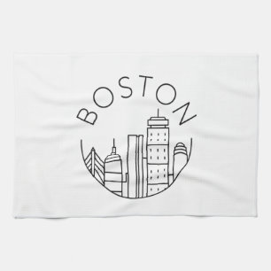 Boston City Skyline, boston ma skyline Tea Towel