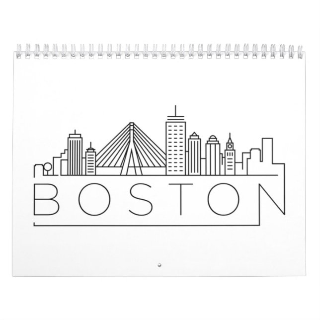 Boston City Skyline, Boston Ma Us Calendar (Cover)