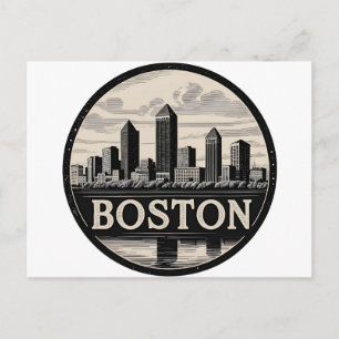 Boston City Skyline – Modern Minimalist Cityscape Postcard
