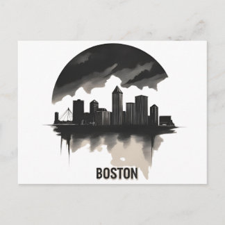 Boston City Skyline – Modern Minimalist Cityscape Postcard