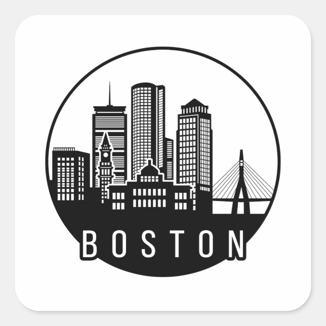 Boston City Skyline Square Sticker (Front)