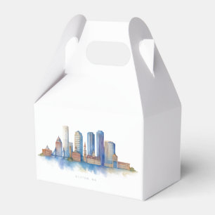 Boston City Skyline Watercolor Modern Boston MA Favour Box