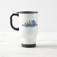 Boston City Skyline Watercolor | Modern Boston MA 