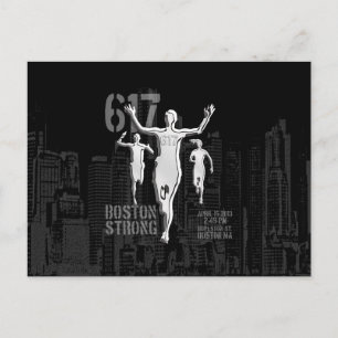 Boston City Strong Remembers on Black Decor Postcard