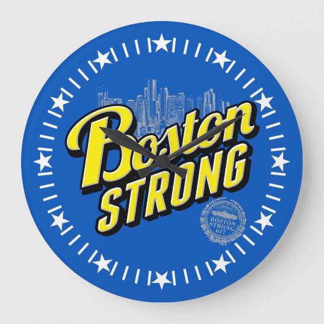 Boston City Strong Remembers on Blue Dial Large Clock (Front)